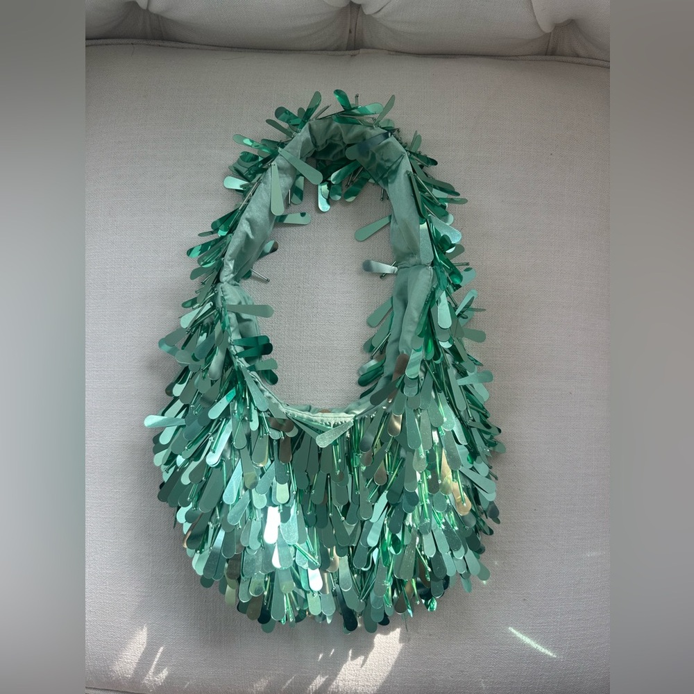 Viral Teal / Turquoise / Green Sequin & Beaded Bag Made In India Shoulder Bag